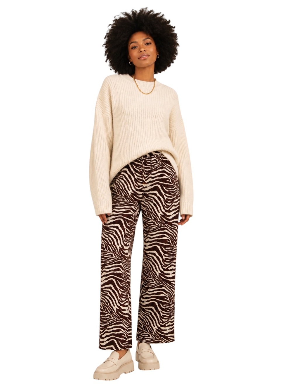 SOHO APPAREL Zebra Print Straight Leg Pants Women’s Large NWT